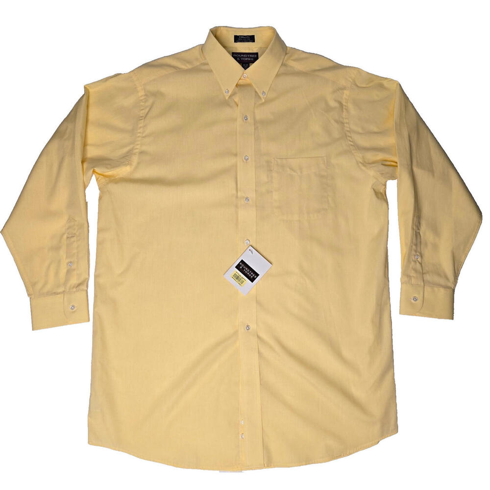 Roundtree‎ & Yorke Pastel Yellow Long Sleeve Men's SZ 16/33 By Dillard's NWT